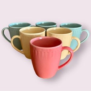 Sango Contempo Coffee Mugs in Multi Color, Fine China Dinnerware - Set of 6